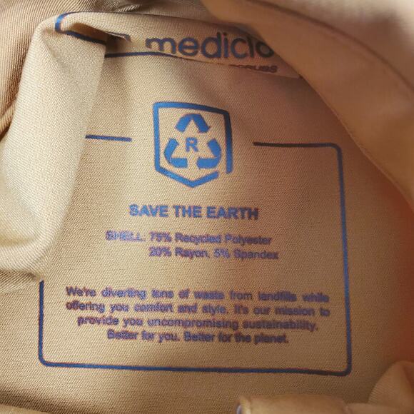 Mediclo Scrub Top Polo Collar Sz L Performance Fabric 2-Button Placket Stripe - Picture 8 of 11